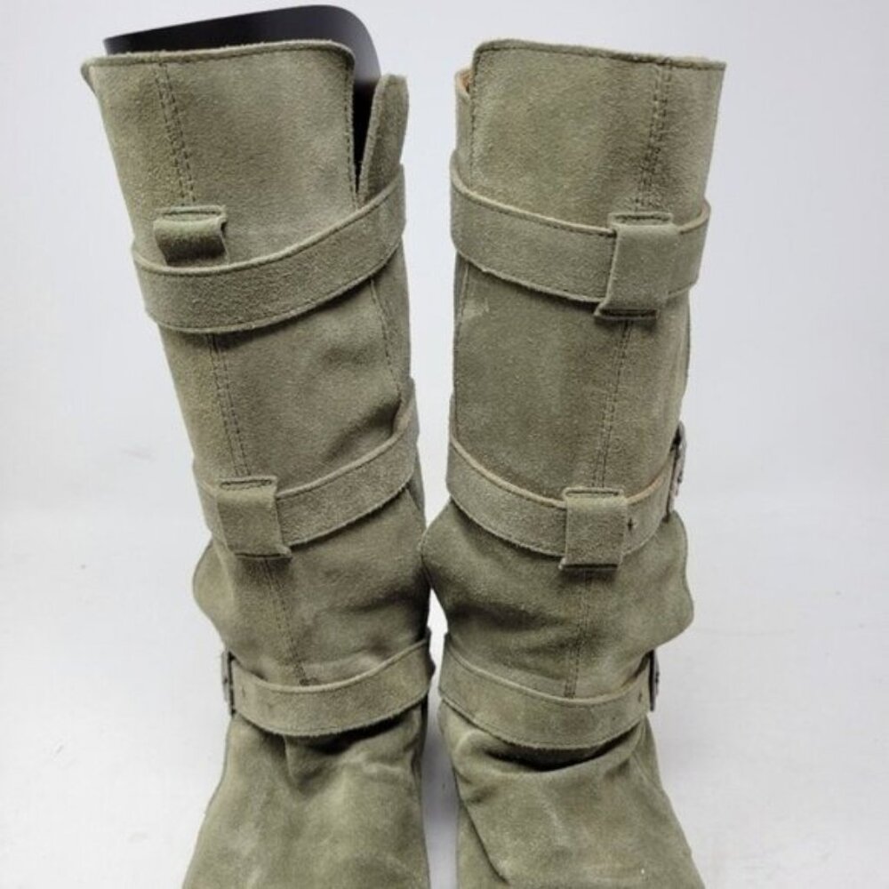 Fiorentini + Baker | Eternity Suede Leather Tall Moto Boots Olive Green - Picture 2 of 16